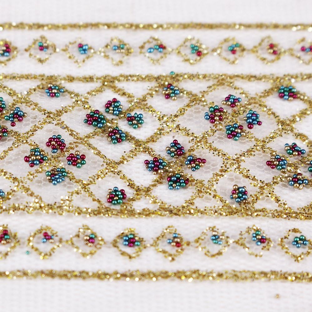 T2554 Gold Sequins Lace Trimming Beaded Trim Embellishment DIY Sewing for Dress Wedding Decorative Apparel Accessories Trim 5Y
