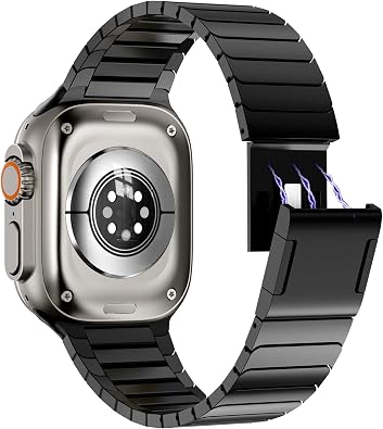 NewWays Magnetic Link Bracelet For Apple Watch Ultra 3 2 1 Band 49mm 46mm 45mm 44mm 42mm 41mm 40mm 38mm, Series 11 10 9 8 7 6 SE 5 4 3 iWatch Stainless Steel Bands Magnetic Closure