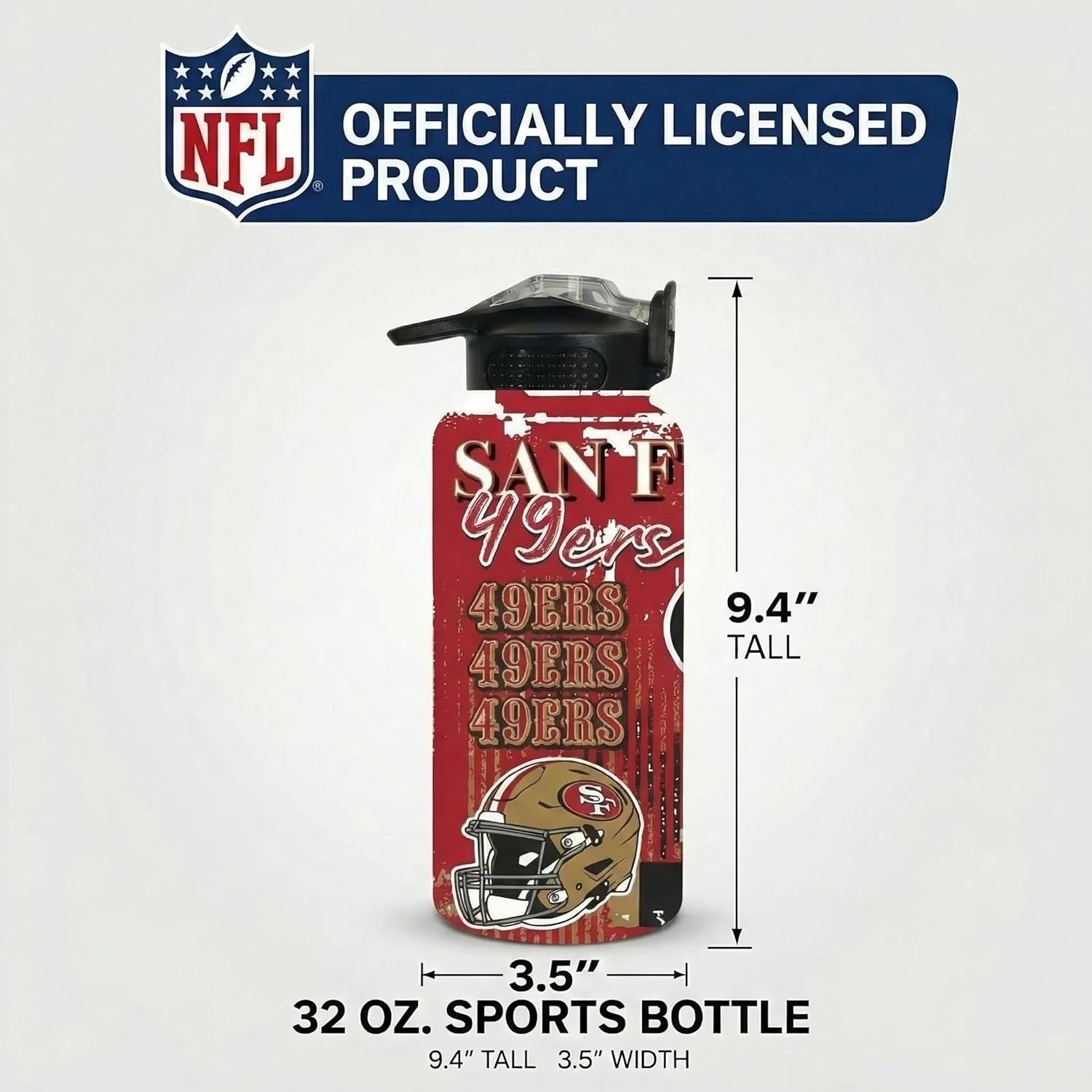 NFL ProPress Homefield Mashup 32oz Stainless Steel Water Bottle, Press Top Lid