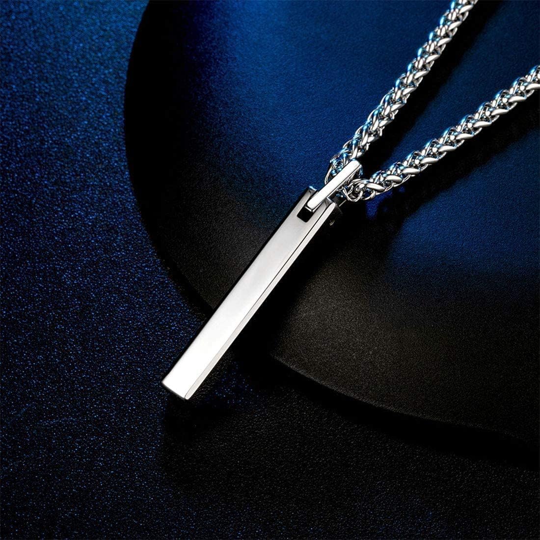 Rockyu Men's Bar Necklace Tungsten Mirror Finish Cuboid Pendant Hypoallergenic Y-Shape Accessories Christmas Gift - Image 4