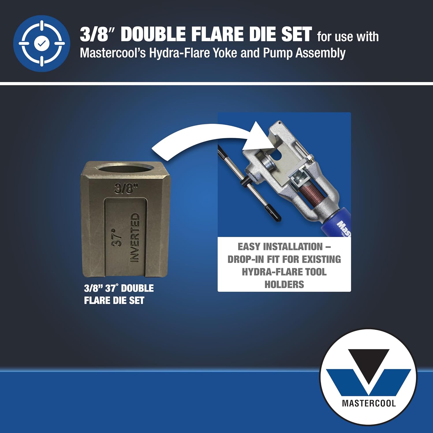 Mastercool 71098-16 3/8″ Double Flare Die Set – Replacement for Hydra-Flare 71098 Kit and 71202 Hydraulic Tool