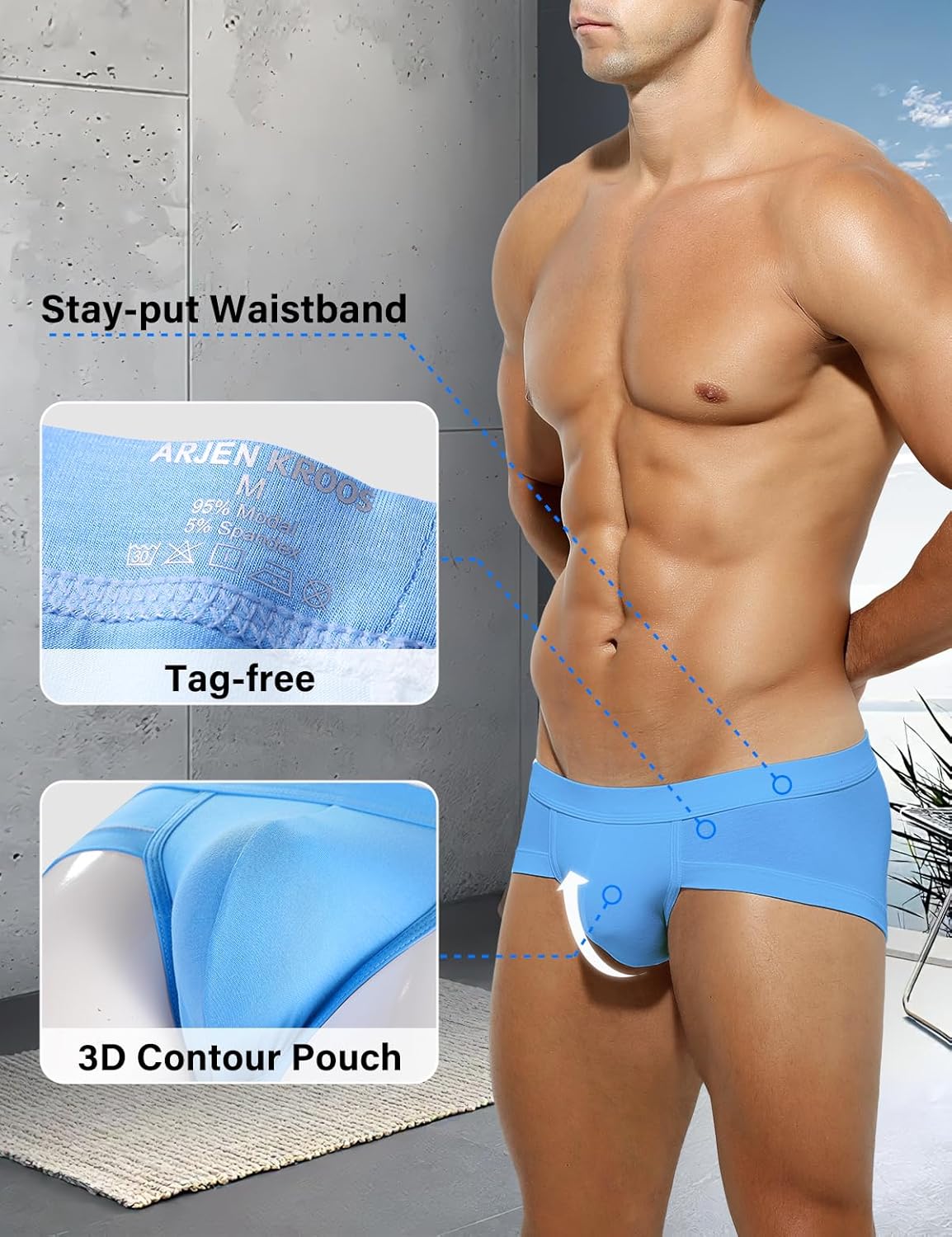 Arjen Kroos Men's Sexy Briefs Underwear Breathable Modal Boxer Trunks Underpants - Image 8