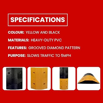 Vigil Speed Bump Mid-Sections 5mph, Yellow & Black Sections w/Fixing Bolts