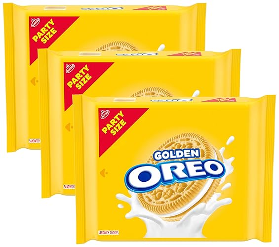 OREO Golden Sandwich Cookies, Party Size, 24.16 oz (Pack of 3)