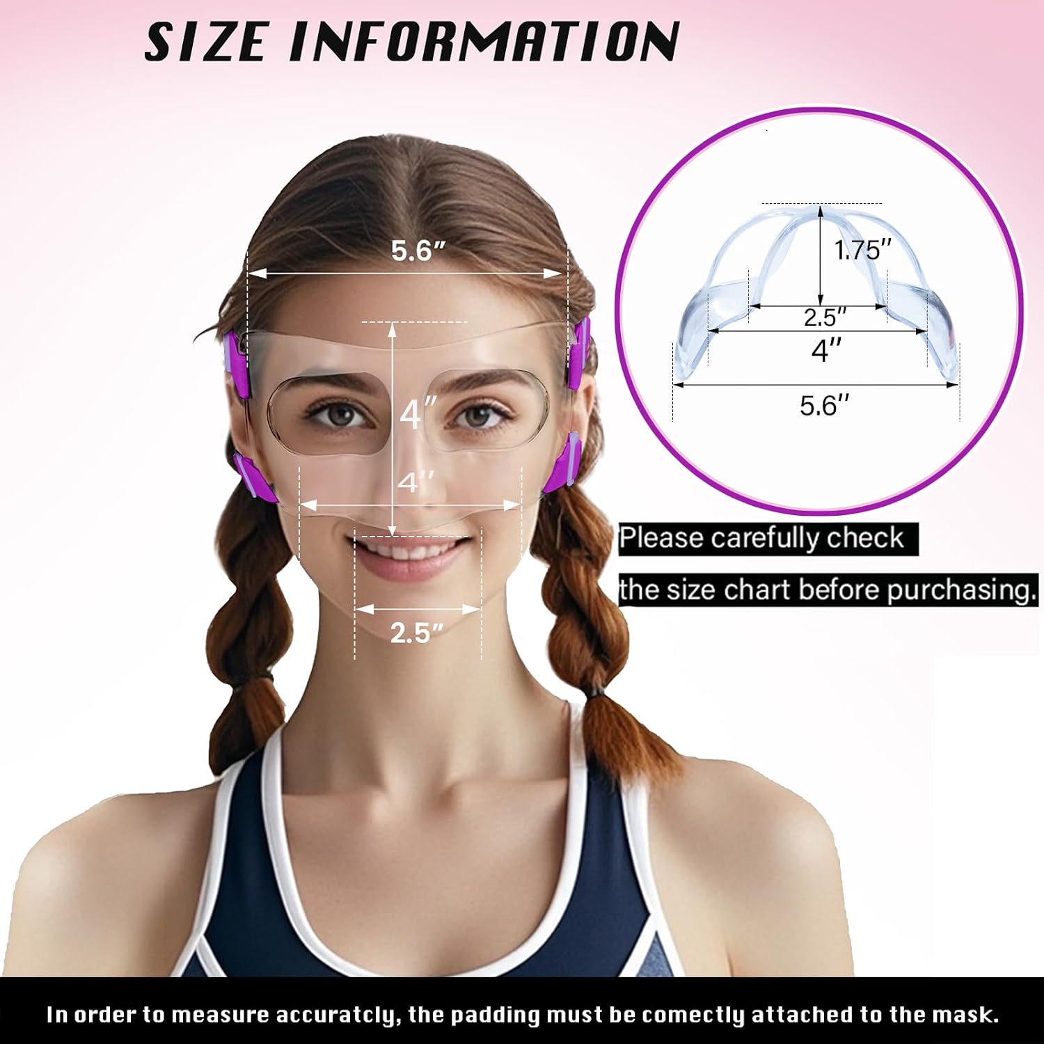 AF01B Women Nose Guard for Broken Nose Adults Adjustable Basketball Soccer Sports Face Shield Mask with Foam Padding for Youths Teens