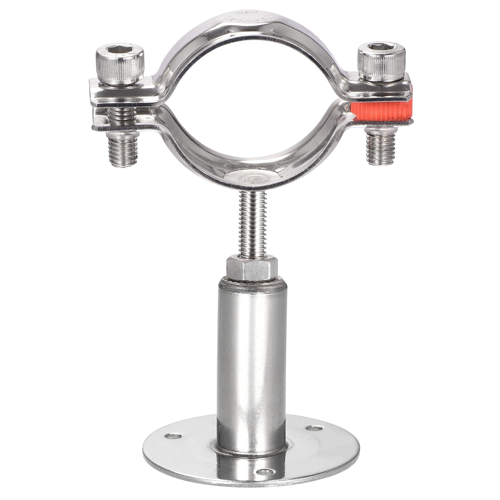 TA-VIGOR 304 Stainless Steel Adjustable Pipe Support Bracket, Wall and Ceiling Mount Pipe Clamp Holder for 43-45mm Tubes, Heavy Duty Tube Clamp with Mounting Parts