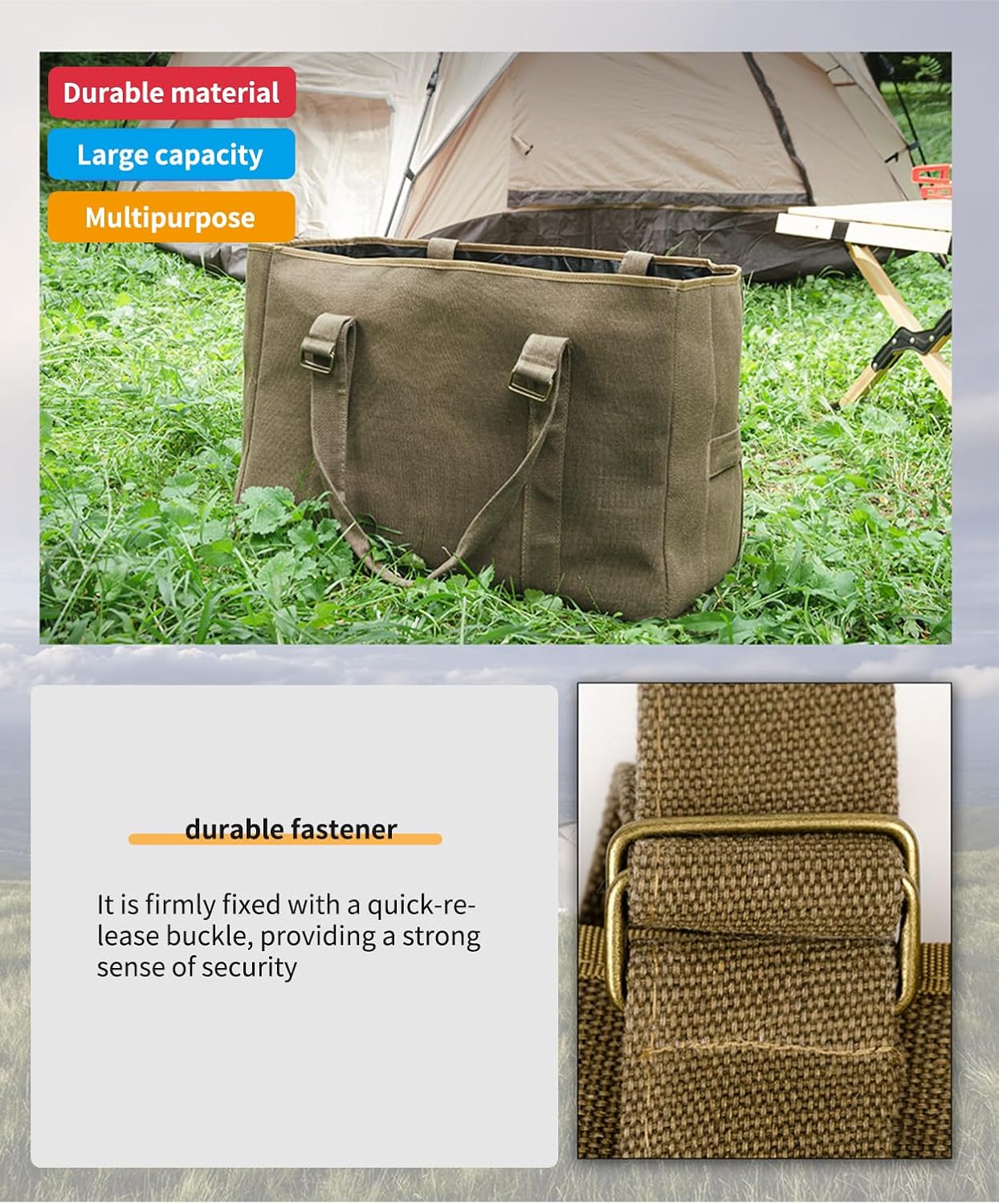 Large Military Duffle Bag Tactical Camping Storage Bag Utility Tote Bag Camping Kitchen Organizer with Deployment Cargo Bag Travel Sports Equipment(Khaki,Small 23.62”x 11.81”x15.75”)