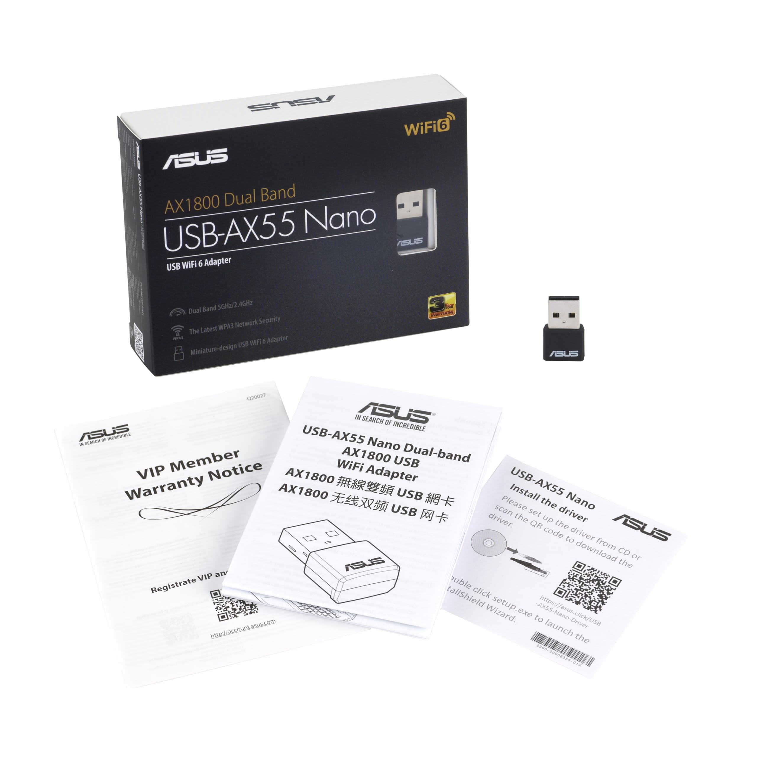 ASUS USB-AX55 Nano Dual Band AX1800 USB WiFi 6 USB Adapter, 802.11