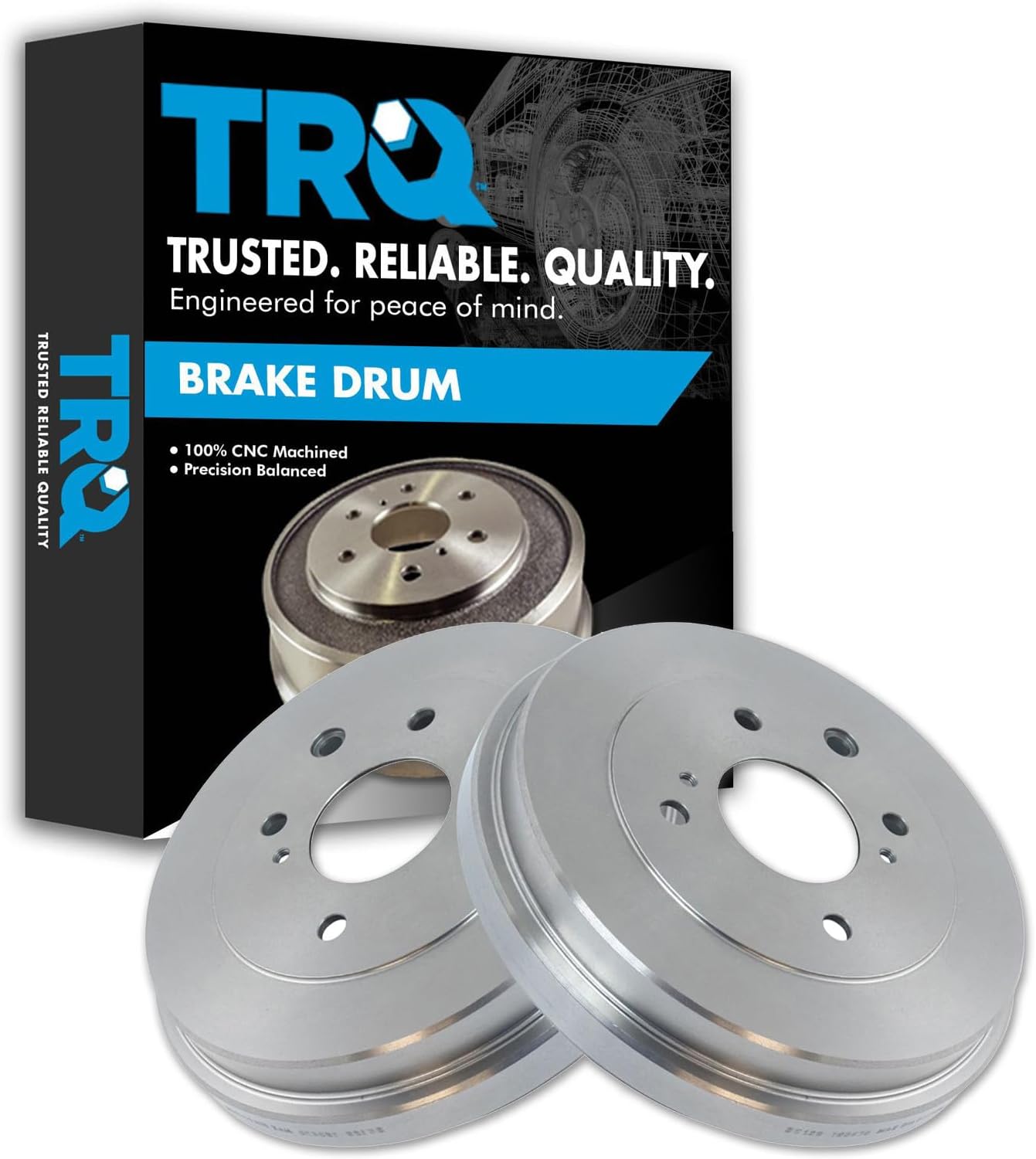 TRQ Rear Brake Drum Pair Set for 2009-2014 Nissan Cube / 2007-2012 Nissan Sentra / 2007-2012 Nissan Versa
