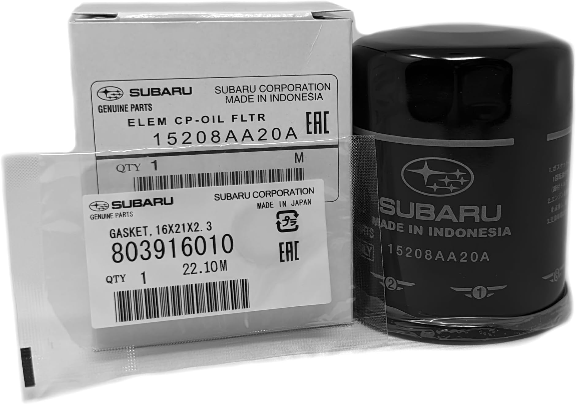 Subaru Engine Oil Filter 15208AA20A & Crush Gasket 803916010 Kit Ascent