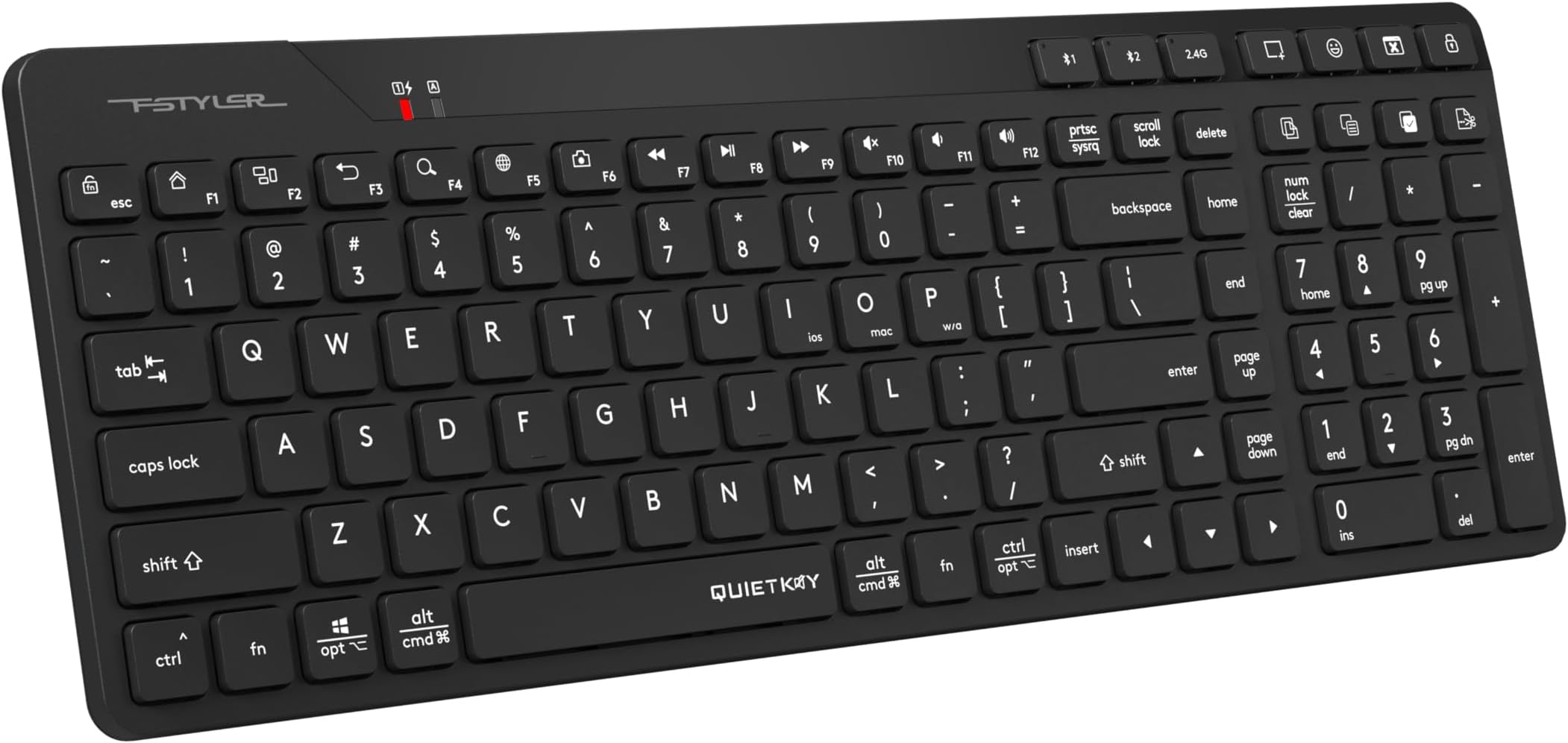Bluetooth & 2.4G Rechargeable Keyboard (FBK27C AS) - Dual Connectivity, QuietKey Technology, Multi-Device Pairing, Ultra-Slim Keycaps, for Windows, Mac, iOS, Android
