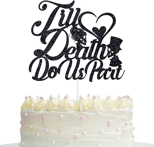 Till Death Do Us Part Cake Topper, Till Death My Love, decoración de pastel de boda de calavera de Halloween, decoración de fiesta de compromiso de
