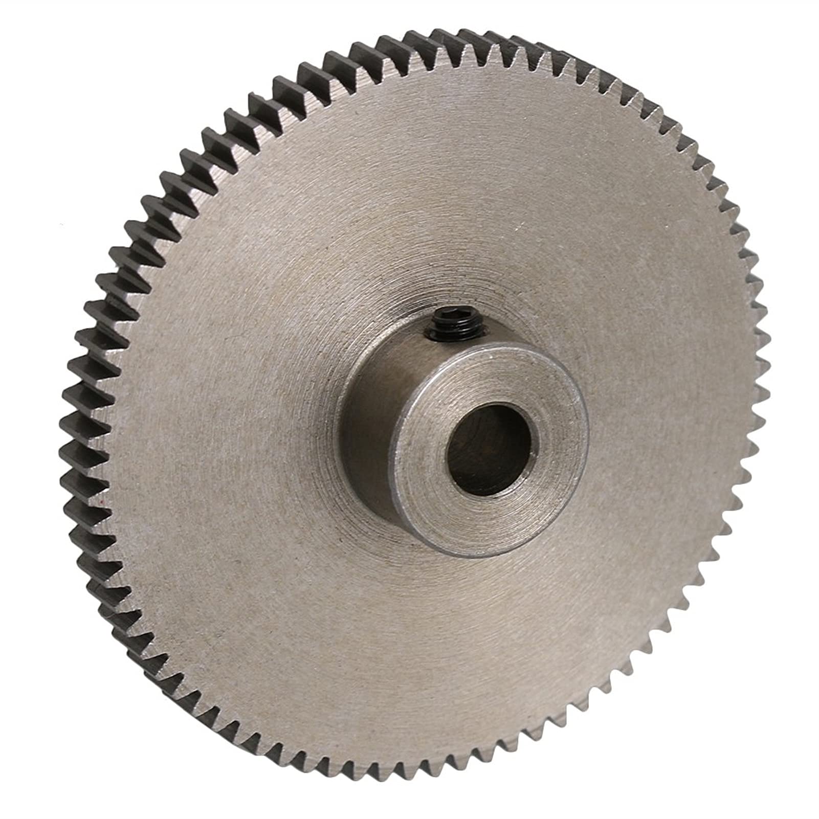 Motorritzel, Zahnrad, Modulritzel, Motorritzel, silbernes 100-Zähne-Motormetall 45# Stahlzahnrad 0,5 Modulus-Oberschrauben 4 mm Lochdurchmesser