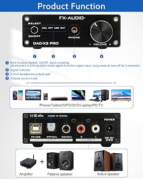 FX-Audio DAC-X3PRO USB DAC ESS9023 Headphone Amplifier CS8416 Support ASRC Transmission HiFi Portable Decoder Headphone Amp