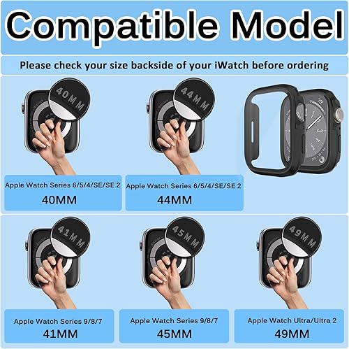 Miniatura 7 de Miimall Compatible con Apple Watch Series 87, protector de pantalla de metal con protector de pantalla de vidrio, a prueba de golpes y caídas