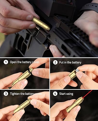 Vista 36 de CVLIFE Bore Sight Laser 223 0.219 in/0.354 in/.243.308/12Gauge/0.300x1.535 in/.45acp Rojo Laser Bore Sighter