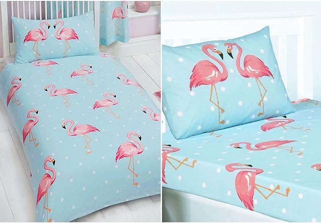 Price Right Home Fifi Flamingo Single Duvet Cover And Pillowcase Set & FiFi Flamingo Single Fitted Sheet And Pillowcase Set