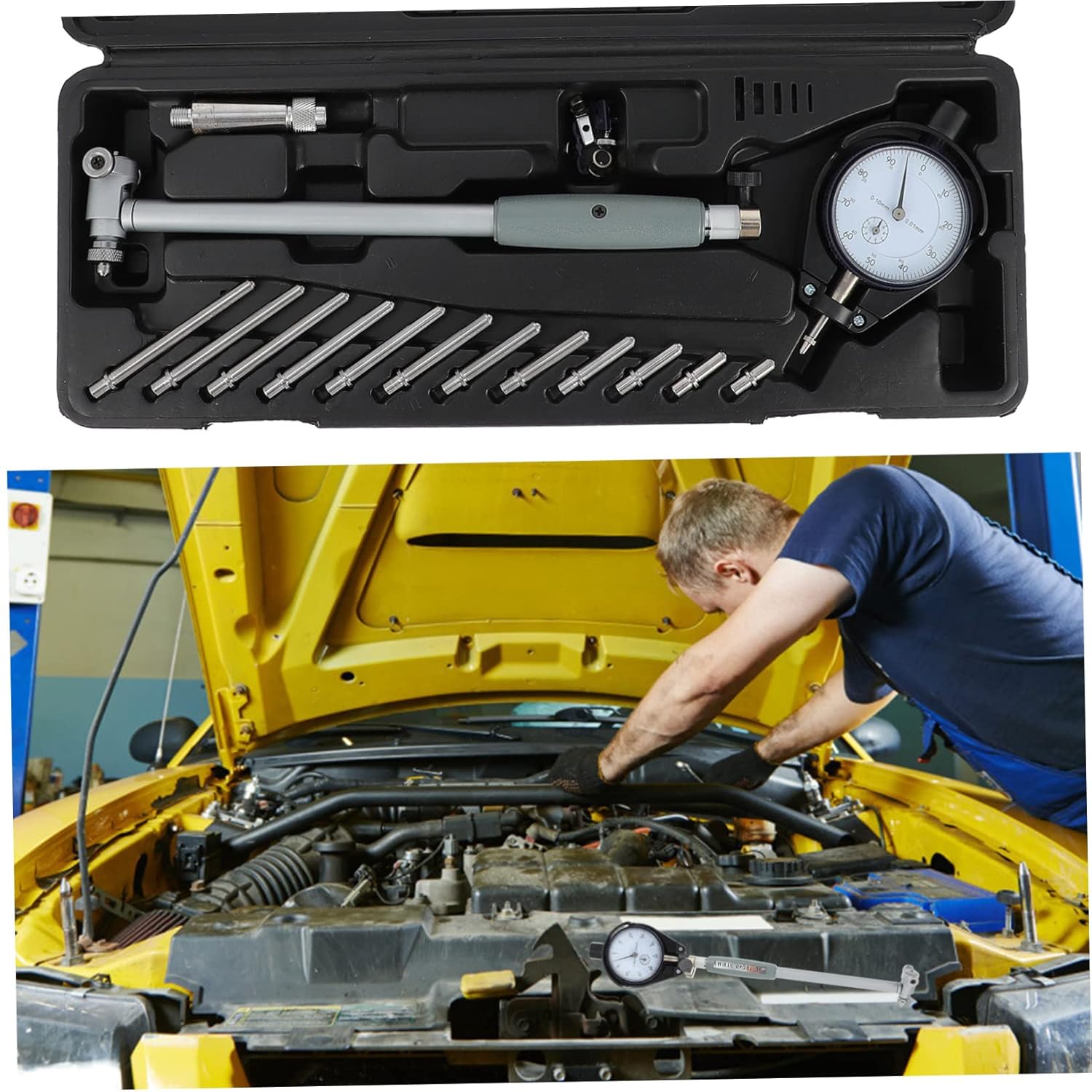 Unomor 1 Set Hole Gauge Bore Gauges Aluminum Caliper Cylinder Bore Gauge Dial Bore Gauge Gage Micrometers Measuring Inner Diameter Bore Gauge Bore Gauge Tool Steel Black