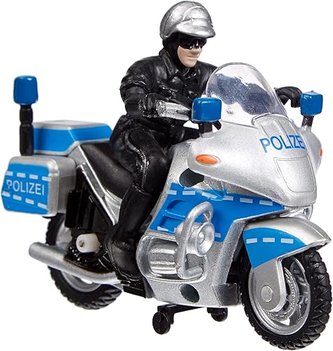 Miniatura 4 de Dickie Toys 203341029 - Figura de policía fija de motocicleta policial, incluye 2 pilones y 2 señales de tráfico, motocicleta, longitud: 3.9 in,