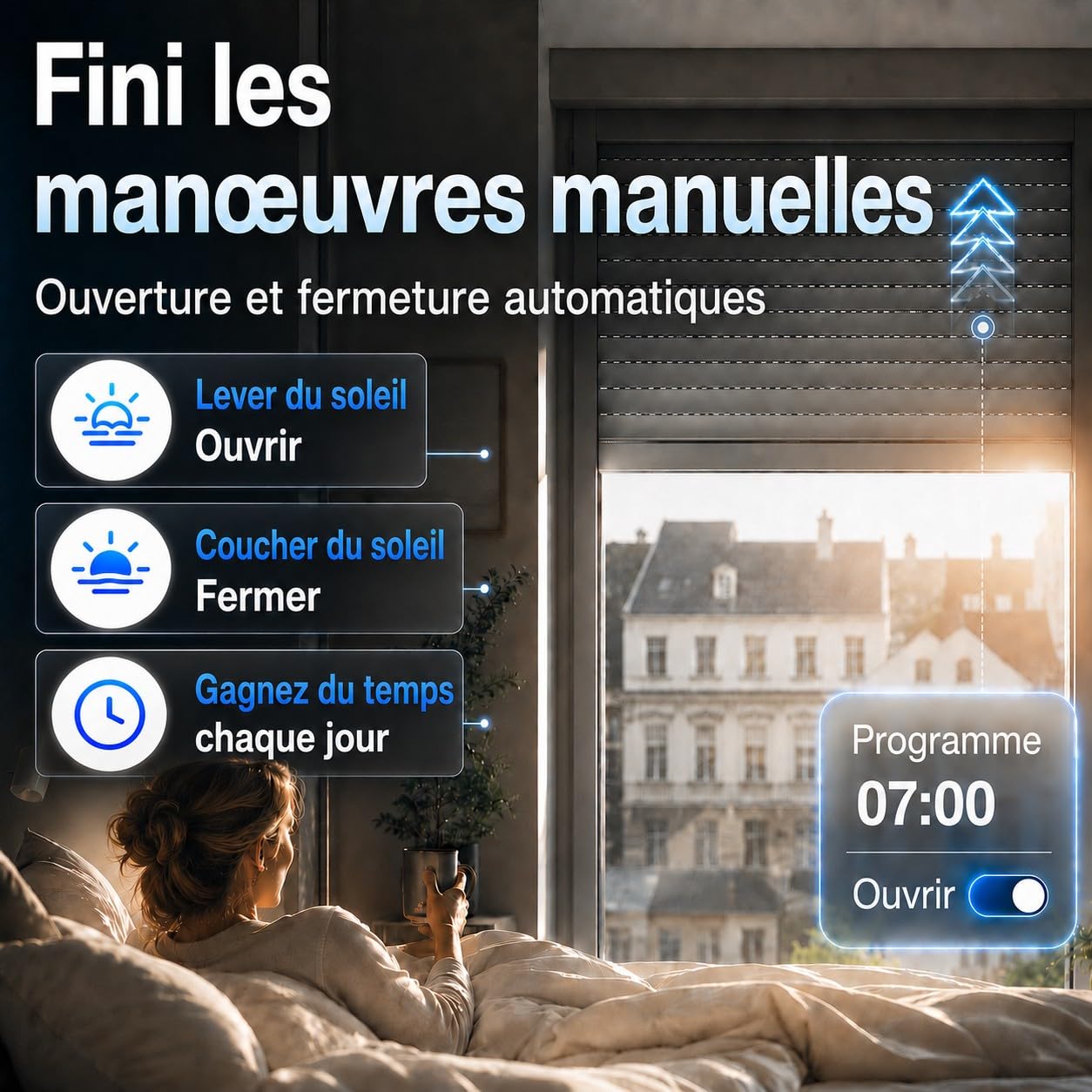 LoraTap 4 Interrupteur Module Volet Roulant Connecté, Commutateur Rideau Stores WiFi, Compatible avec Alexa Google Home pour Commande Vocale, Minuterie Intelligent Moteur Mural
