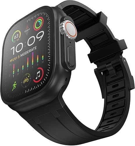 Miniatura 8 de Compatible con Apple Watch Ultra 2 Band para hombre, correa de silicona y hebilla de acero inoxidable diseñada para iPhone Watch, correas iWatch