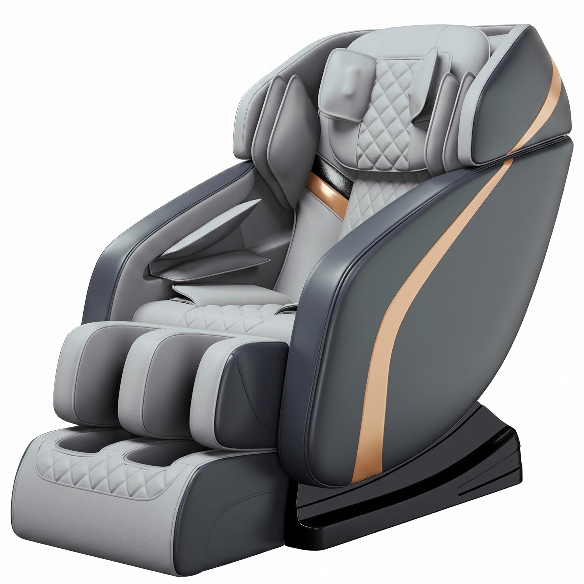 Sillón de Masaje Eléctrico Cuerpo Completo Gravedad Cero con Bluetooth, Pantalla LCD, Rodillos para Cadera, Compresión de Aire, Ahorro de Espacio, Sillón Relax Shiatsu Profesional(Gray)