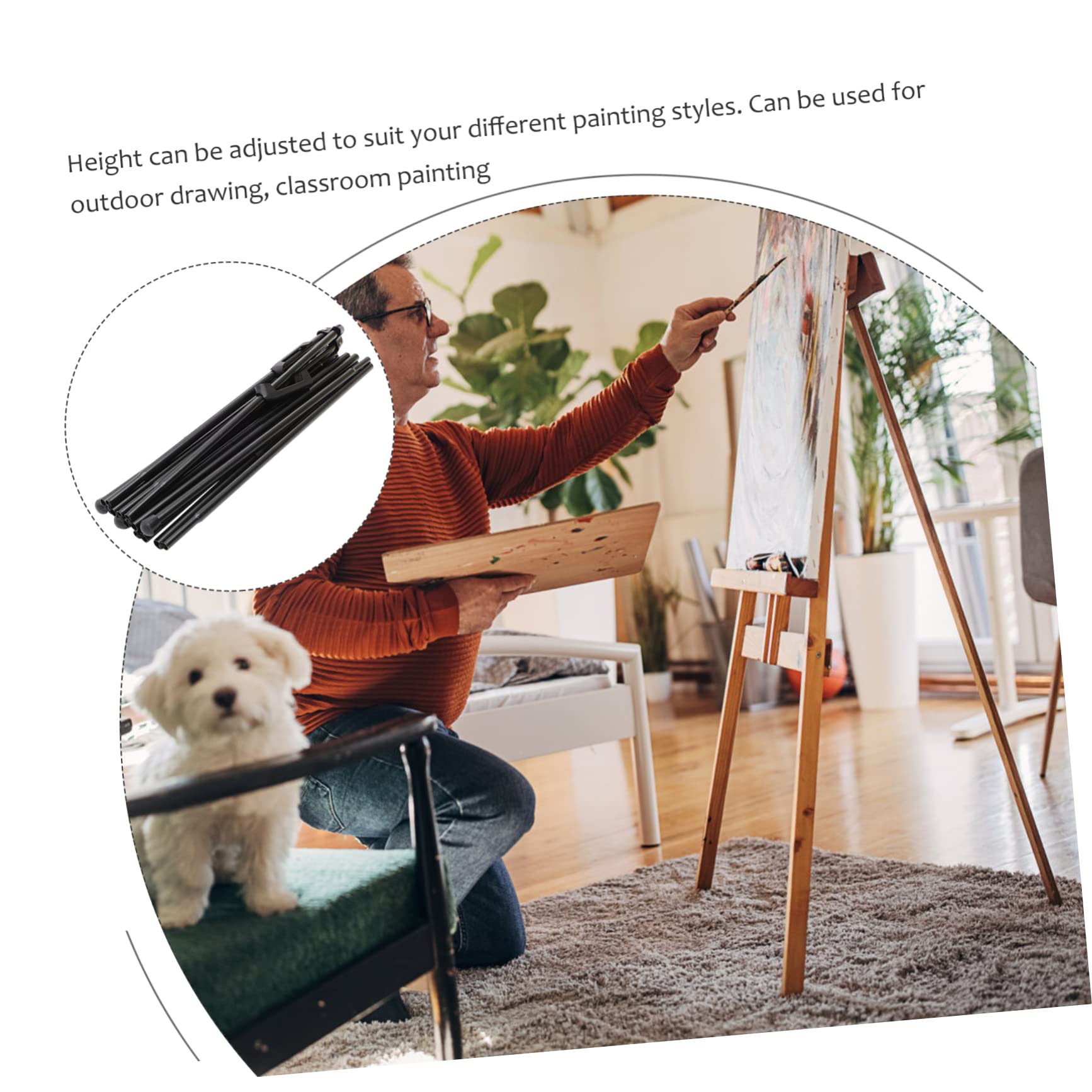 Caballete de Pintura Plegable de Aleación Negro Trípode Ajustable | Diseño, Uso en Presentaciones de Oficina y Pintura al Aire Libre, Estructura Multiusos y Plegable