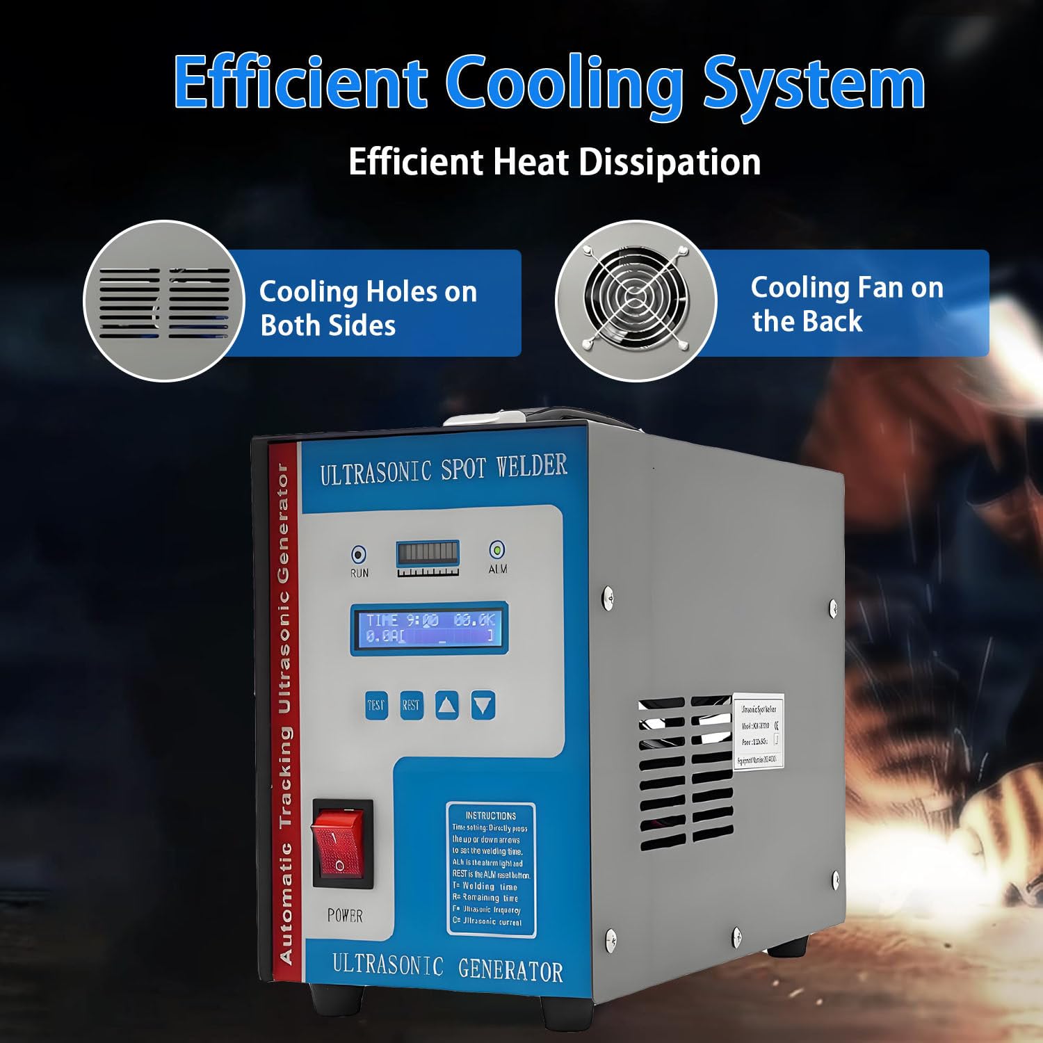 Soldador de Punto de plástico ultrasónico 700W, 28KHz con Pantalla LCD – Soldaduras PP, PVC, Pet, ABS Rápido, Manija portátil, Herramienta Industrial para Textiles y reparación de automóviles