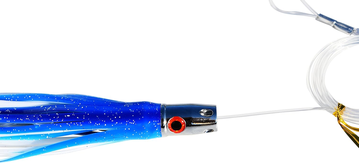 EatMyTackle Mini Jet Trolling Lure - Small, Mono Rigged (Blue/White)