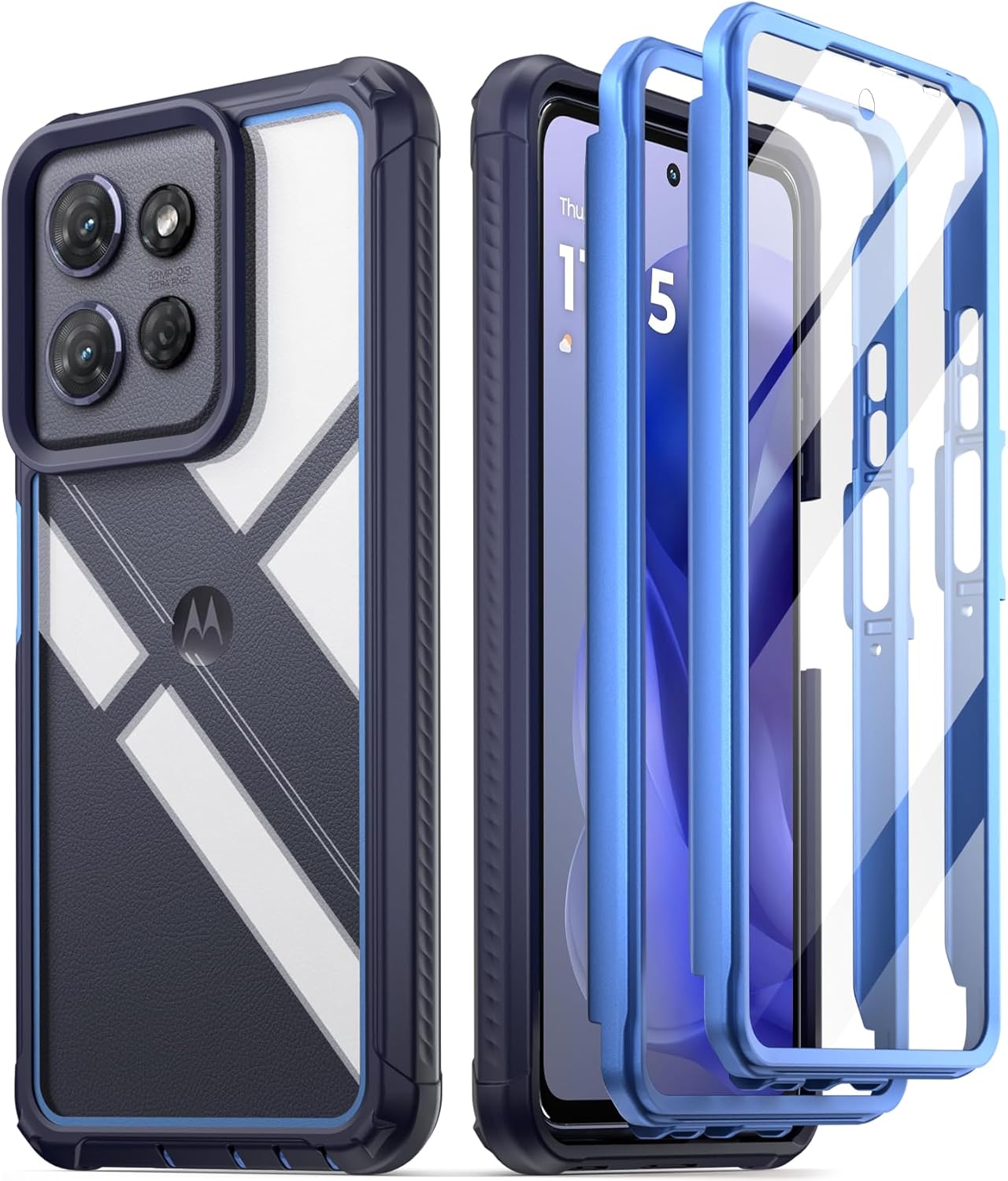 Poetic Guardian Case for Motorola Moto G Power 5G 2026/Moto G Power 5g 2025, [20FT Mil-Grade Drop Tested],[2 Front Frames] Full-Body Shockproof Cover with Built-in Screen Protector, Blue/Clear