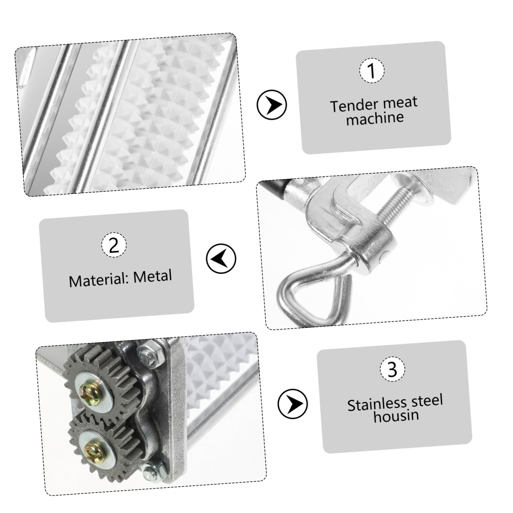 Zerodeko Ablandador de Carne de Metal Beige para Chuletas, Aguja Suelta | Punciones para Mejor Absorción del Adobo, Penetra Fibras, Herramienta Auxiliar de Cocina