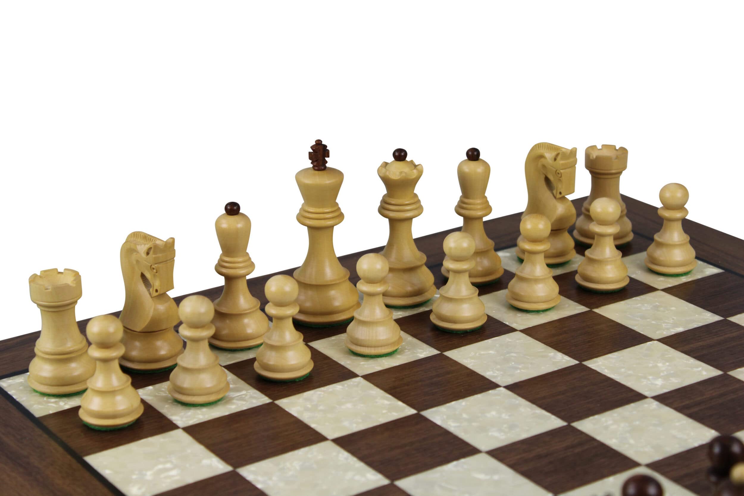 Autentico Campionato Grande Grandmaster - Set di scacchi in legno Helena Madreperla in noce 50,8 cm ponderato Sheesham Zagreb Staunton Scacchi inclusi con scatola di scacchi 9,5 cm