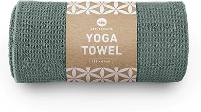 Lotuscrafts Yoga Towel Wet Grip - Non-Slip & Quick Drying - Non-Slip Yoga Towel with High Traction - Yoga Towel Ideal for Hot Yoga [183 x 61 cm] (Balm Green)