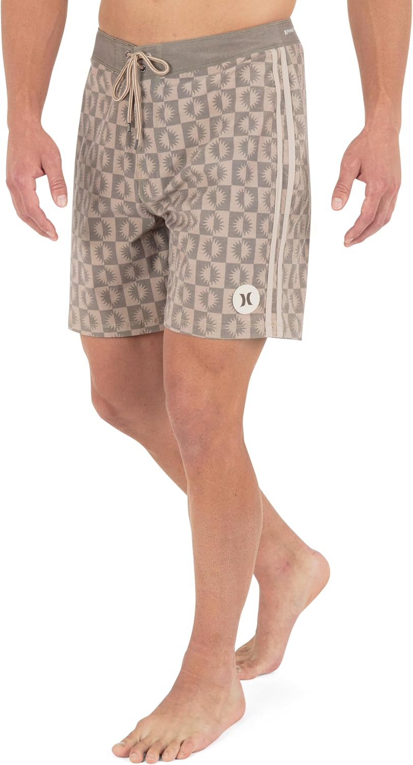 Hurley Men's Phantom Naturals 4-Way Stretch 7" Inseam Boardshort, 18" Outseam, Quick Dry Swim Trunks