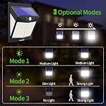 CLAONER Solar Lights Outdoor Motion Sensor Lights 3 Modes, Solar Powered Security Lights (Permanent On All Night/Smart Brightness Control) with 270 Degree Wide Angle IP65 Waterproof for Deck Garage Animal