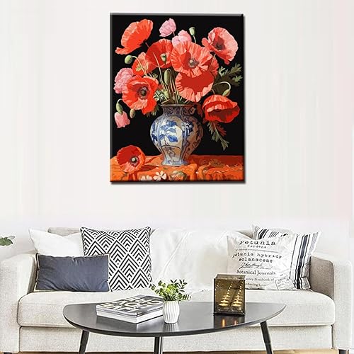 Vista 31 de Tucocoo White Daisy - Pintura por números para adultos, flores blancas con hojas verdes en jarrón, kits de pintura al óleo, lienzo con pintura Flor