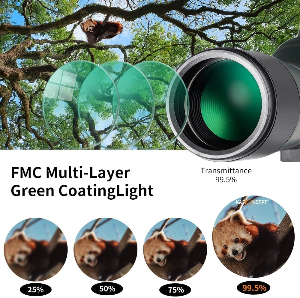 Telescopio Terrestre 20-60X60 con Trípode, Bolsa de Transporte, Adaptador for Teléfono Inteligente - BAK4 Monocular de Observación de Aves Impermeable en Ángulo de 45° for Tiro al Blanco, Caza, Paisaj