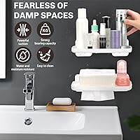 Vista 4 de 2 Pack Adhesive Floating Shelves No Drill Small Floating Shelf for Wall Storage Damage-Free Wall Mounted Organizer for Bathroom, Kitchen, Bedroom &