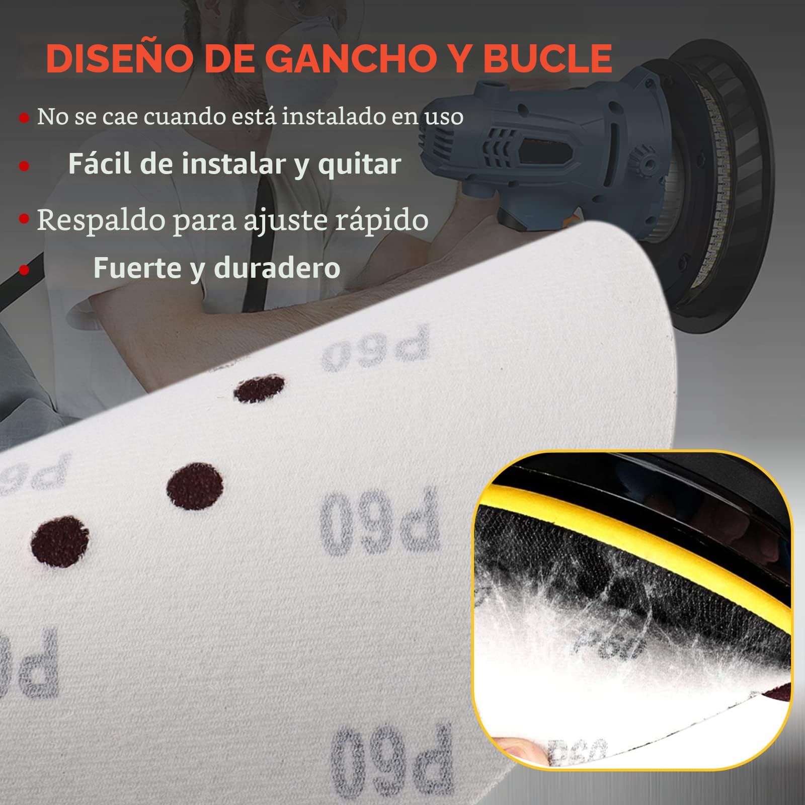 STEBRUAM Discos de lijado de 225 mm, Discos de Lija 225 mm Papel abrasivo autoadhesivos Papel de Lija de 50 Piezas 10 x 40/60/80/120/240 Papeles de Lija Abrasivos con para lijadoras de cuello largo