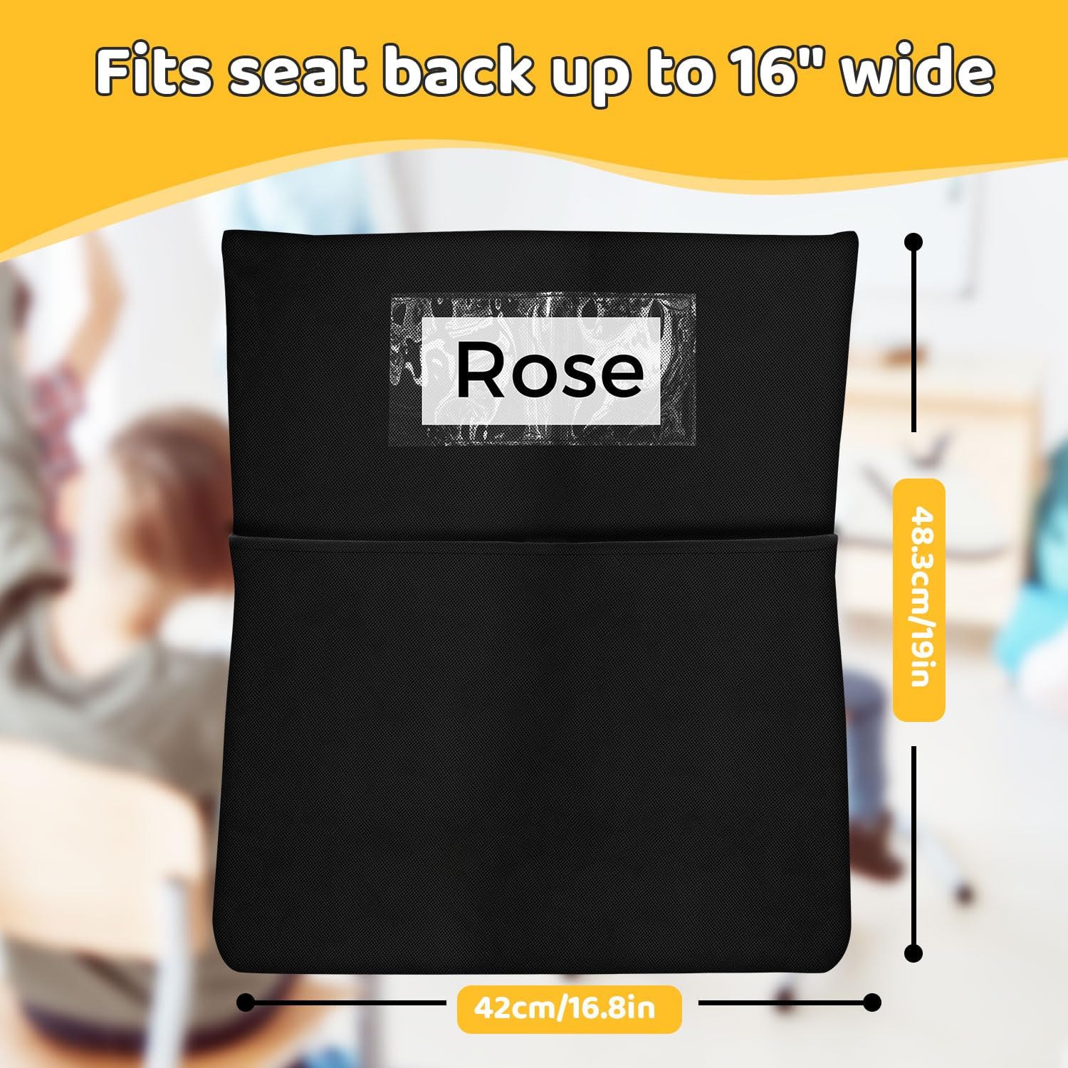 12 Pack Chair Pockets for Classrooms - Seat Sacks Organizer for K-2 Students, Durable Fabric Storage Pockets for School Supplies & Books