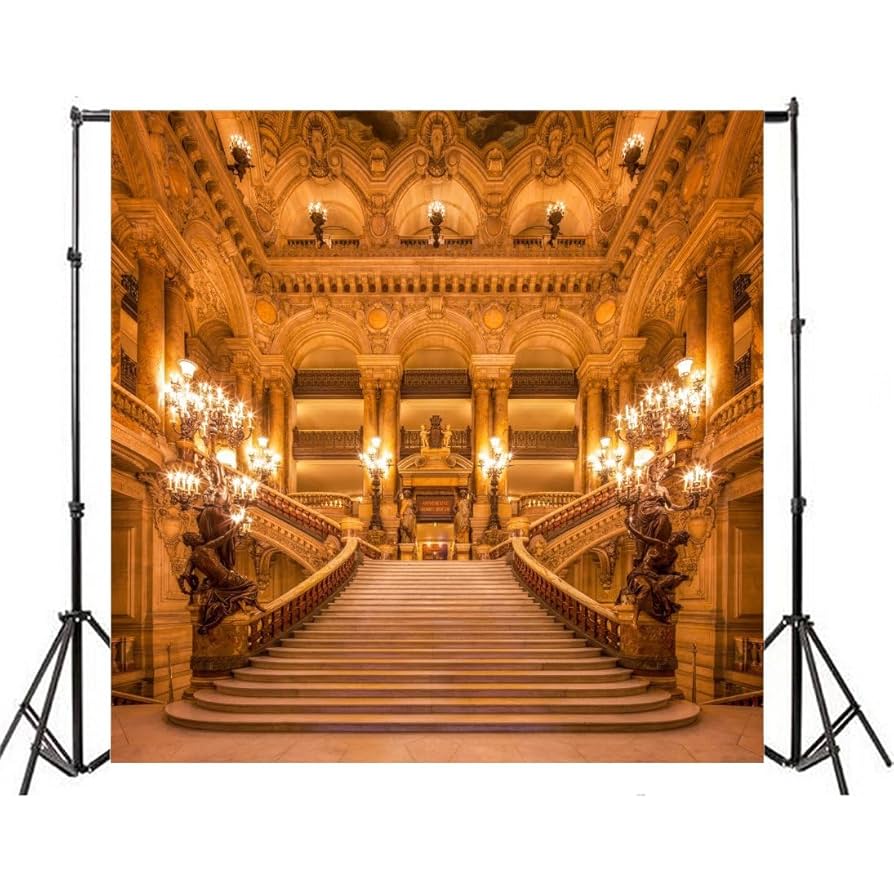 レトロ　宮殿　インテリア　お城　柱2本 Amazon | Leowefowa 8 x 8フィート 豪華な宮殿の背景 古い教会