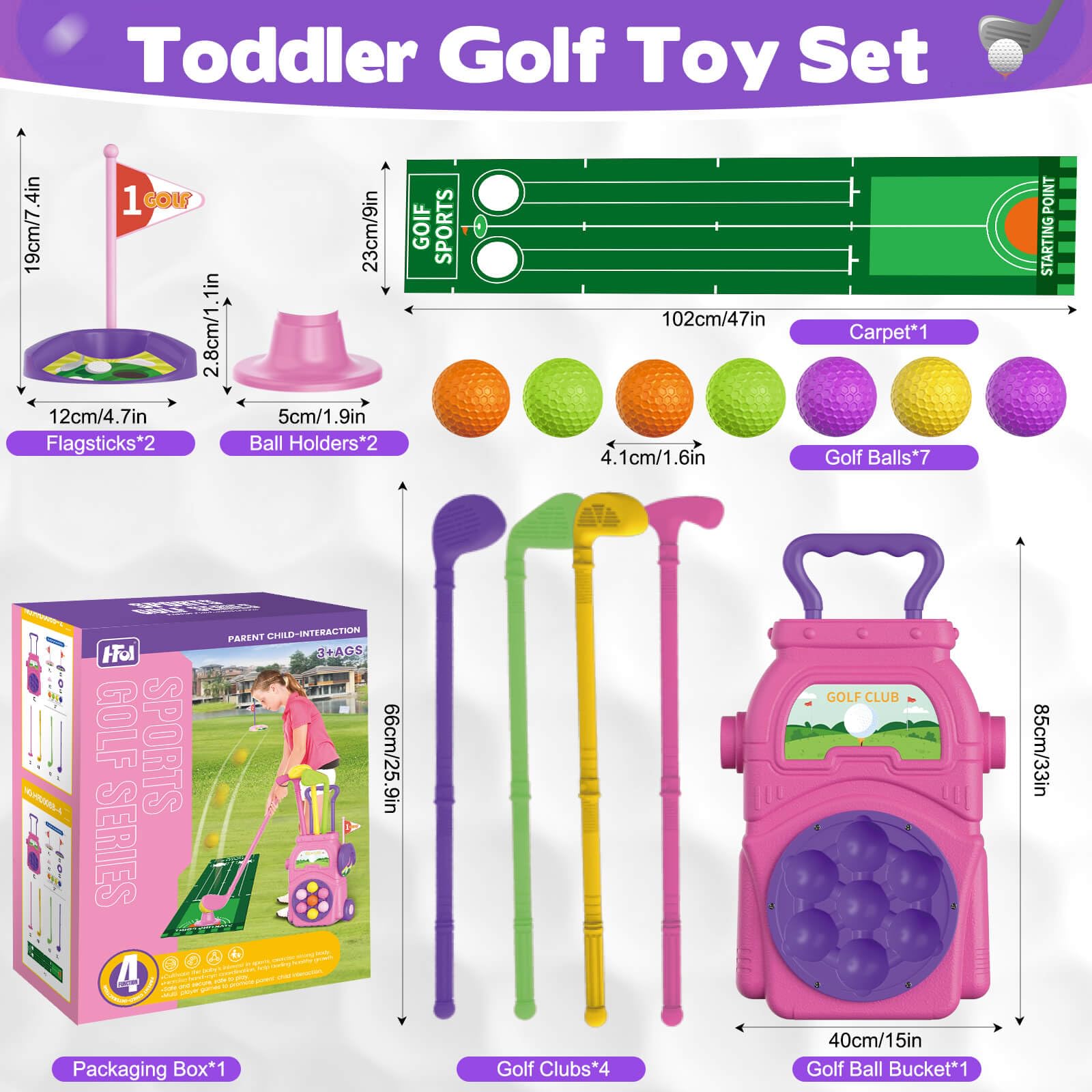 JONEG Toys for 3-8 Year Old Kids: Golf Set Toy for Toddlers Gifts for 3 4 5 6 7 8 9 10 Year Old Boys Girls - Image 3