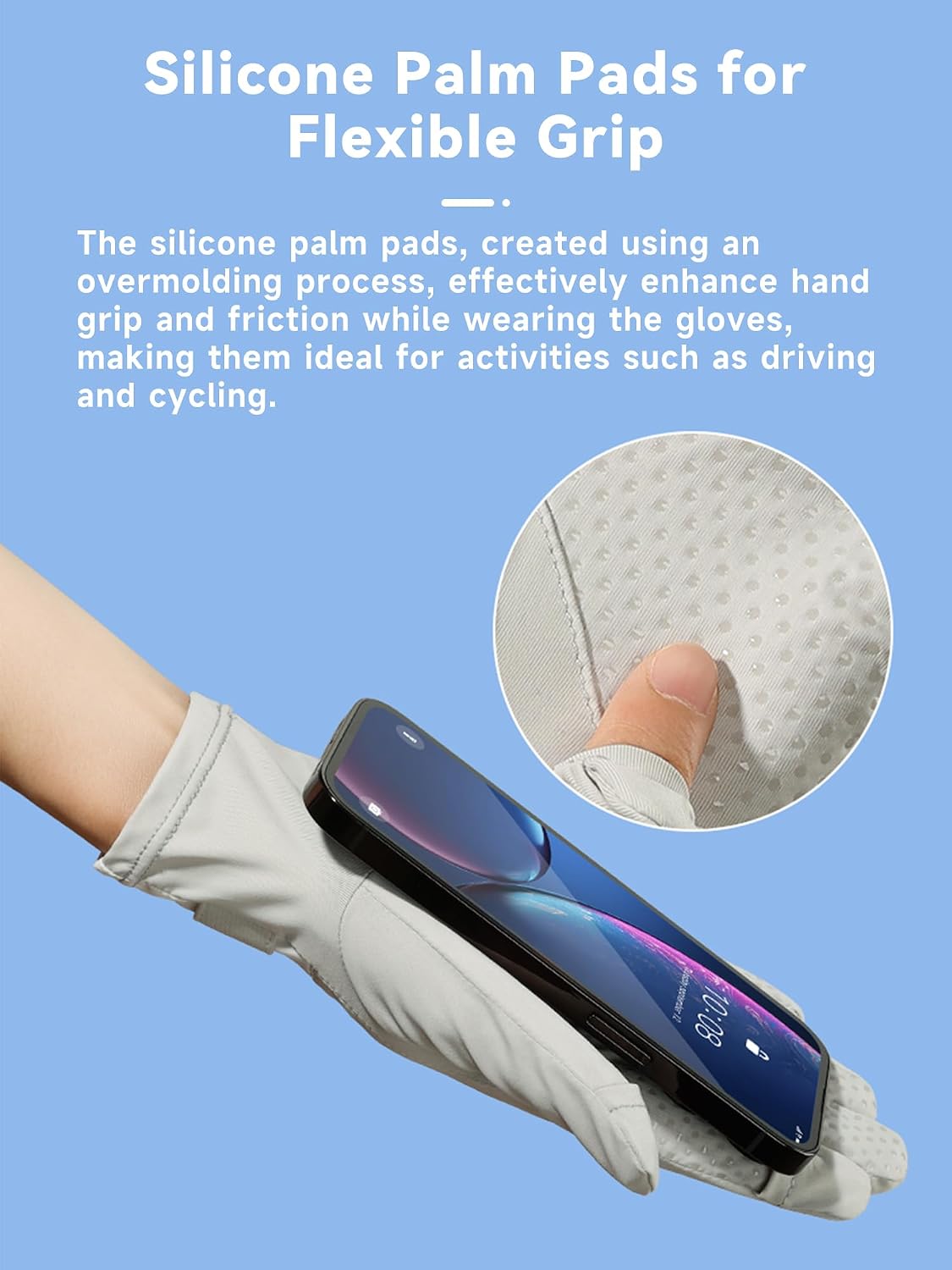 Women's UPF 50+ UV Protection Gloves Ice Silk Cooling Anti-Slip Touchscreen for Driving Hiking Pickleball, One Size