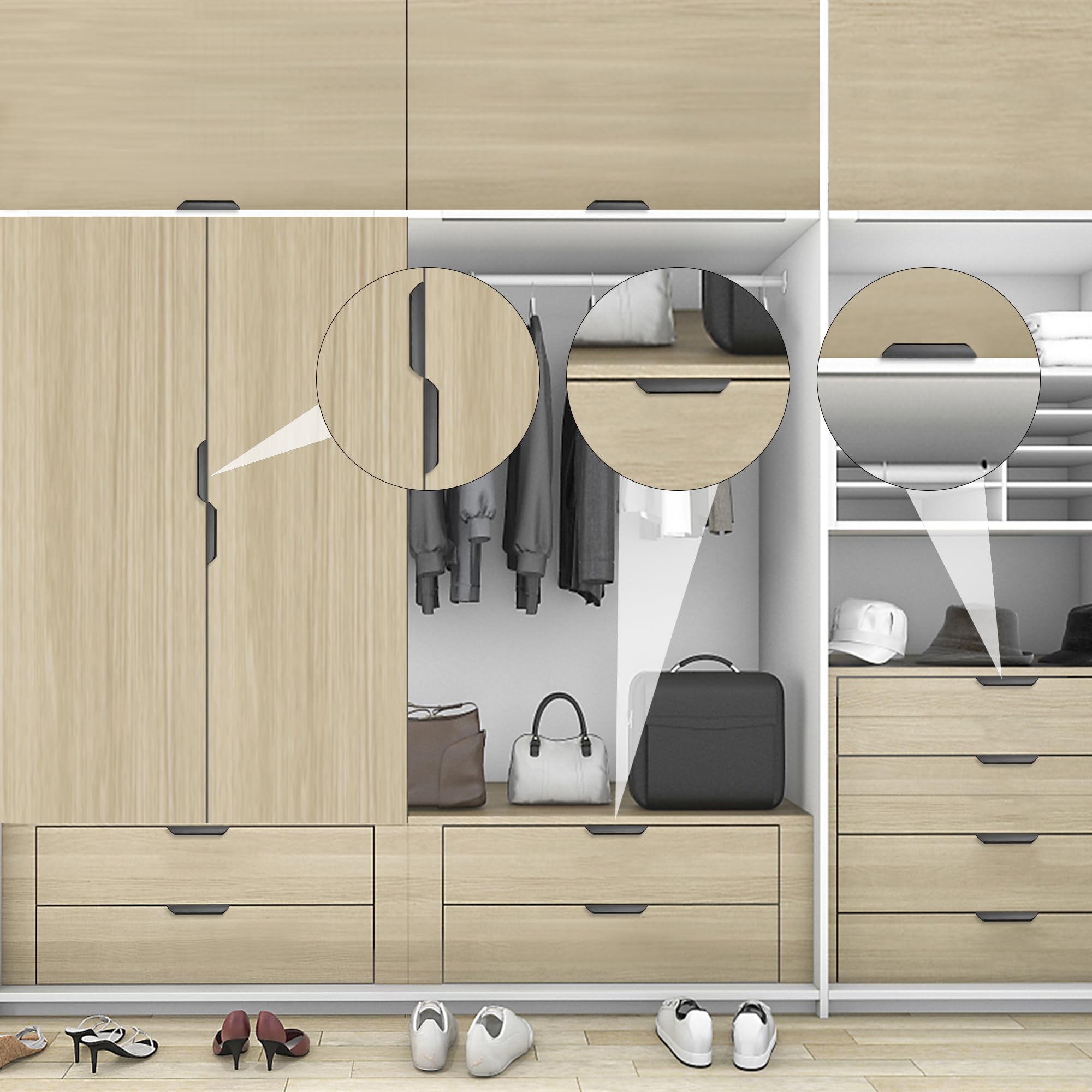Malimali 5 Pack Black Kitchen Cupboard Edge Pulls for Cabinets and Drawers 80mm Wardrobe Door Handles Modern Aluminum Bathroom Cabinet Handles - Image 4