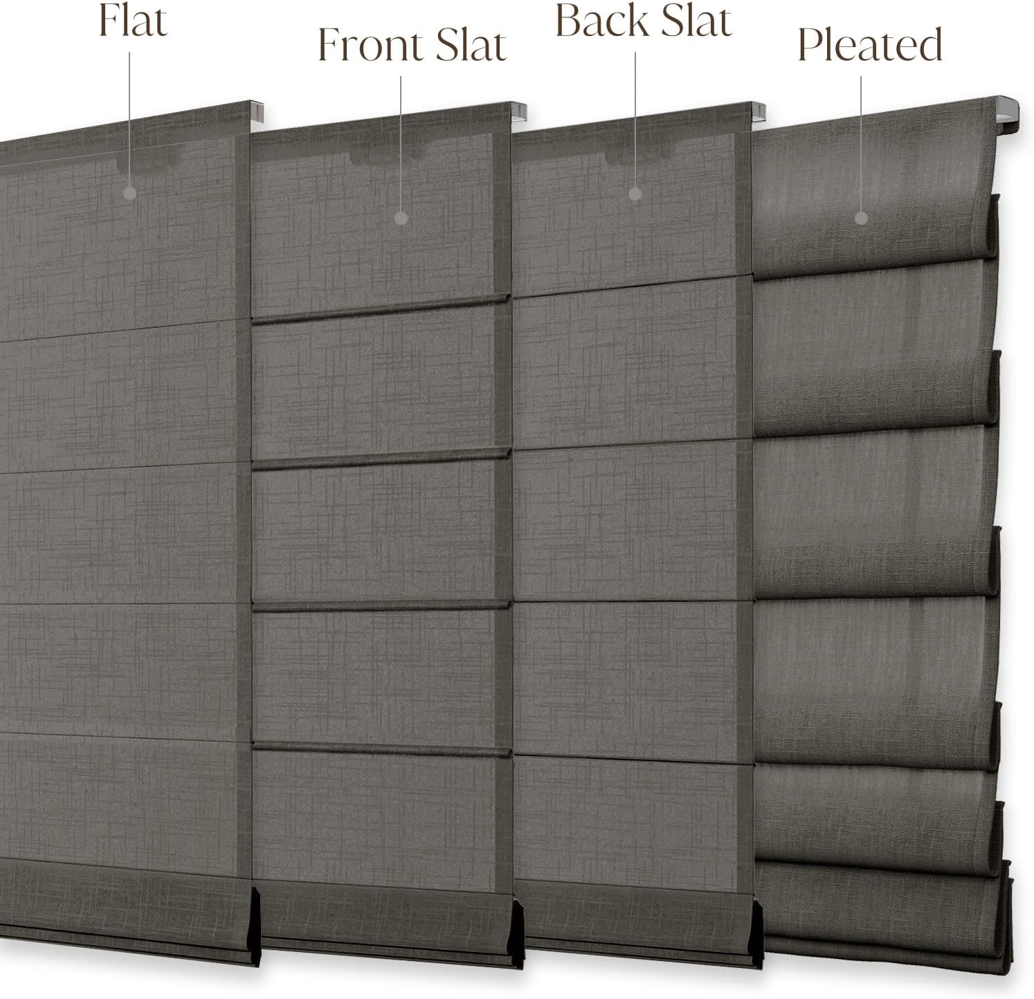 TWOPAGES Liz Blinds for Indoor Windows, Cordless Roman Shades for Home, Sliding Glass Doors, Faux Linen Custom Made Window Blinds, Sepia Ebony