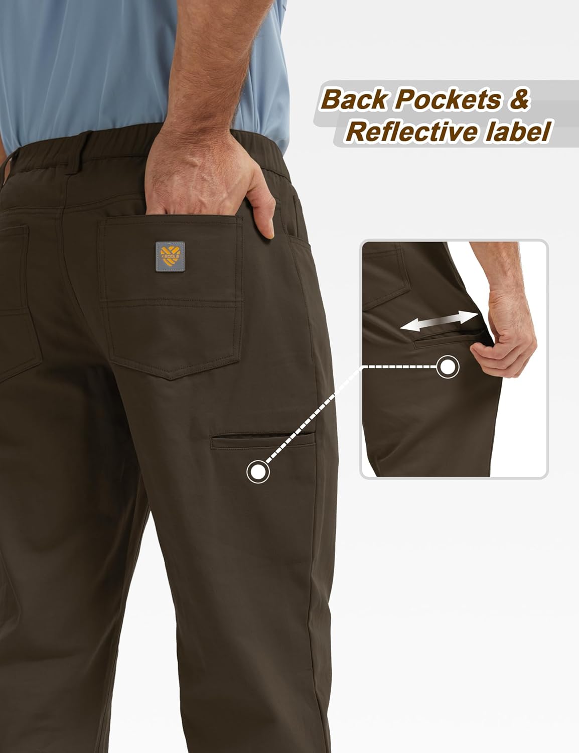 Men's Work Pants Stretch & Sturdy Relaxed Fit Canvas 5-Pocket for Construction - Image 5
