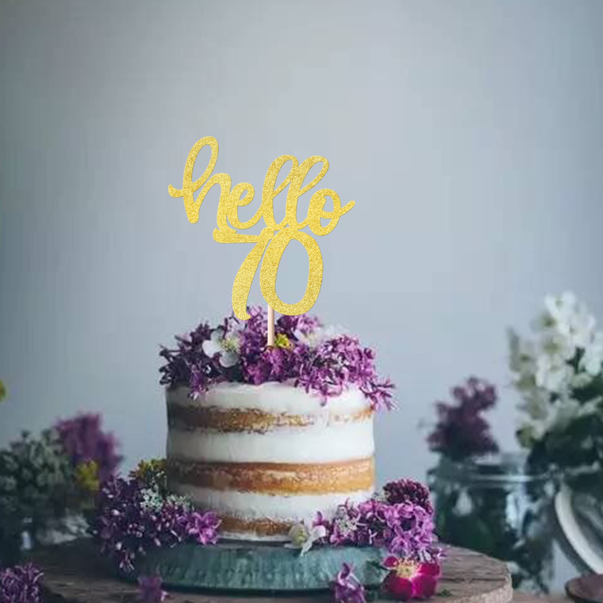 Tortenaufsatz Cheers To 70 Years – Goldener Glitzer, Für Kuchen & Deko