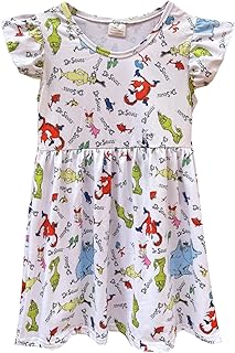 Baby Girls Flutter Sleeve Princess Cartoon Printed Dress Toddlers Spring Summer Mermaid Printed Dress 1-8Y - Buy now