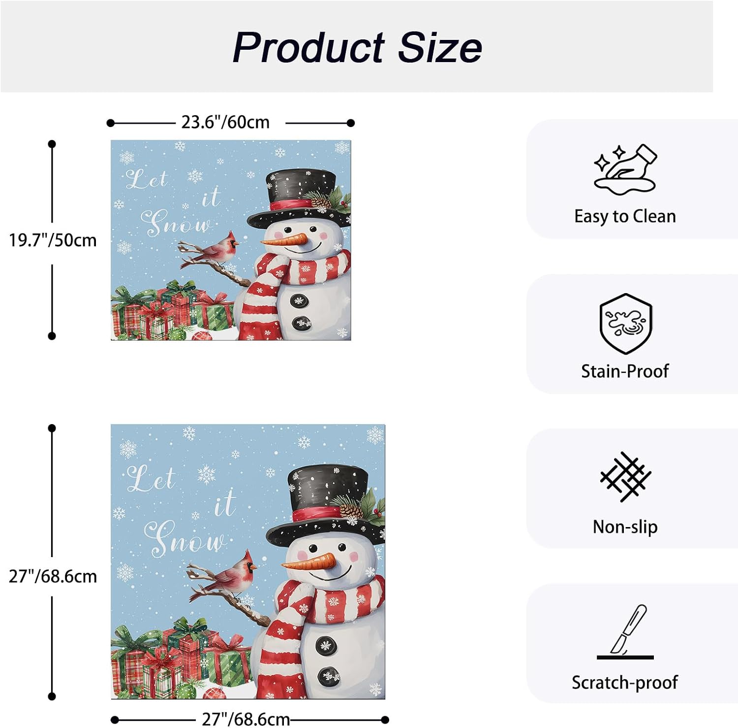 Washer and Dryer Covers for the Top, Light Blue Snowman Christmas Decorative Washing Machine Protector Mat, Non Slip Dryer Top Cover for Laundry Room, Winter Snowflake Xmas Gifts 27" x 27" (Pack of 1) image 5