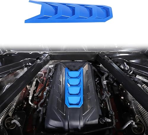 Cubierta de cubierta de motor compatible con Chevrolet Corvette C8 2020-2023, cubierta de panel de bahía de motor de plástico ABS (azul) disponible en Yaxa Peru